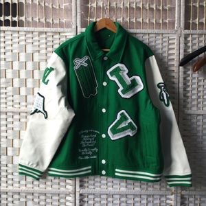 Green varsity LV like jacket. Brand new with tags. Letterman.